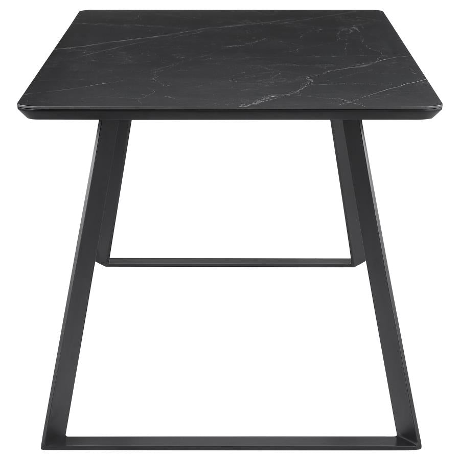 Smith Rectangle Ceramic Top Dining Table Black and Gunmetal - (115231)