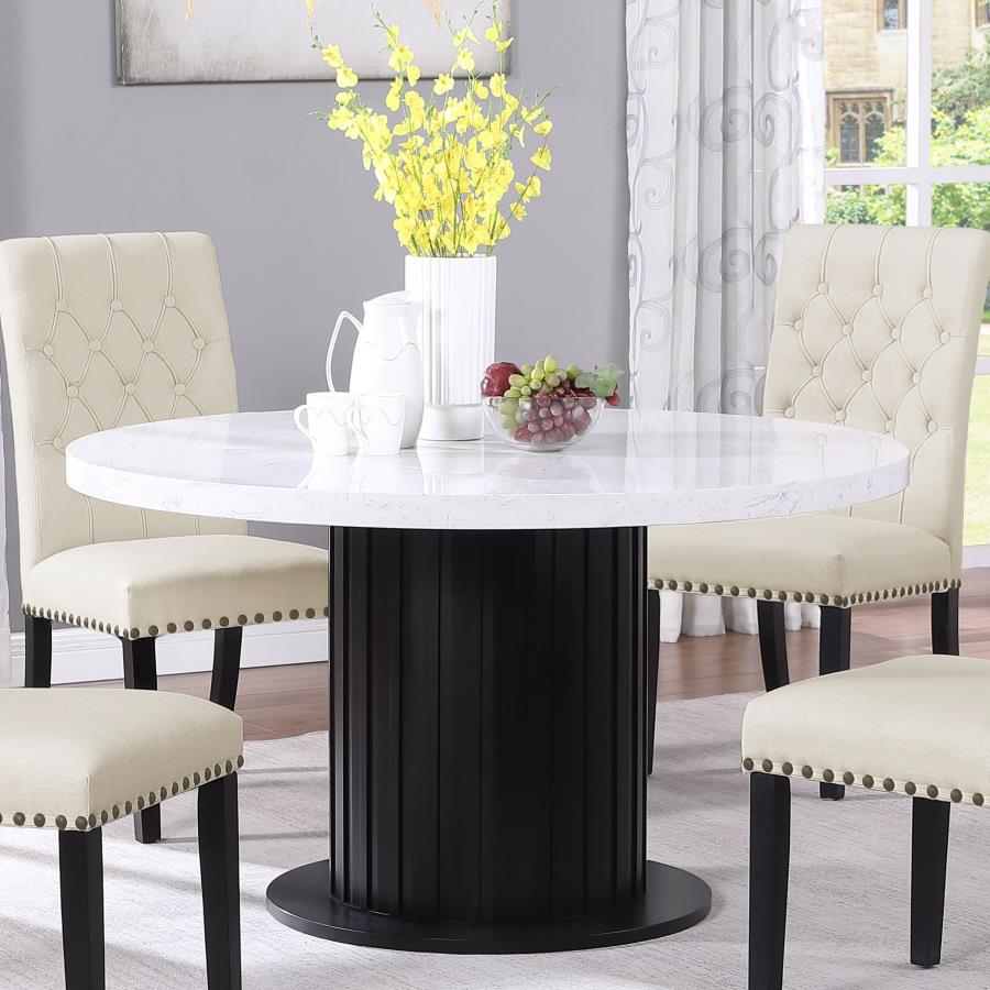 Sherry Round Dining Table Rustic Espresso and White - (115490)