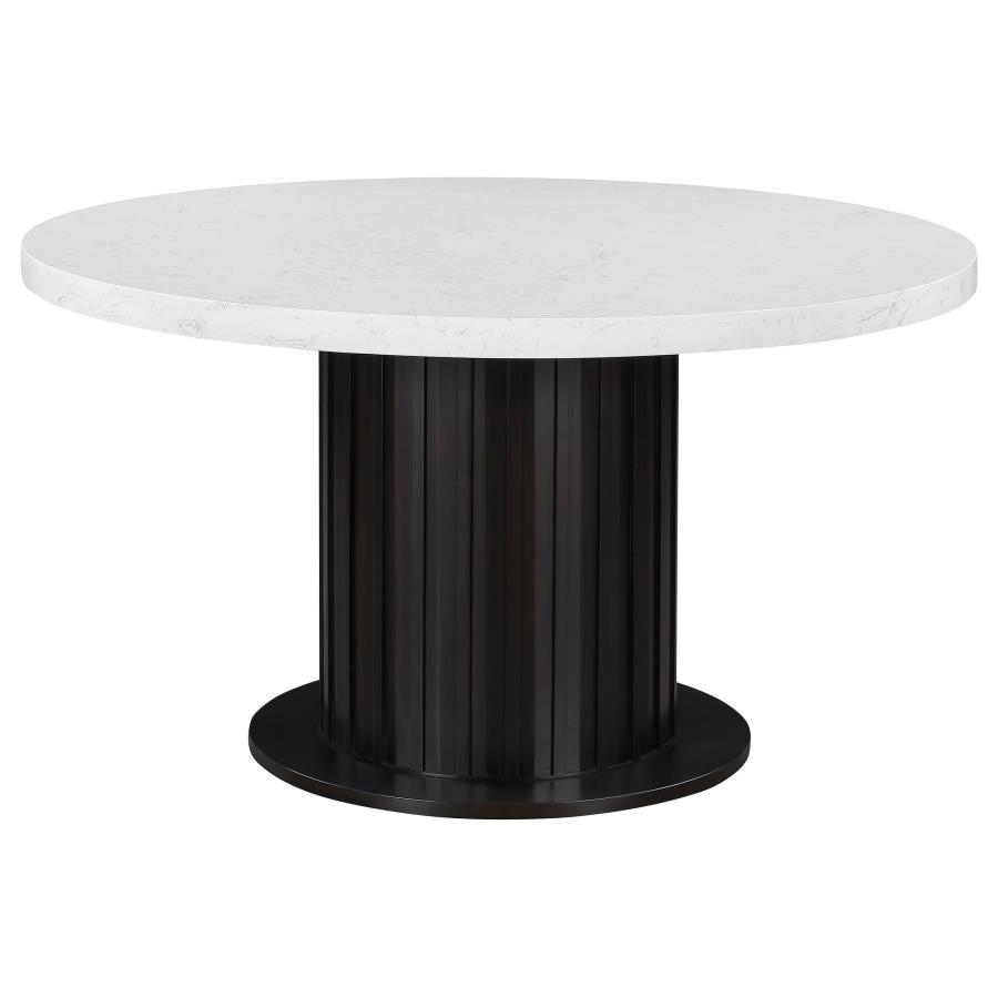 Sherry Round Dining Table Rustic Espresso and White - (115490)
