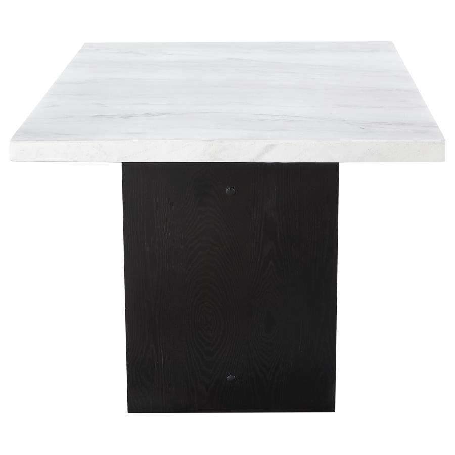 Sherry Trestle Base Marble Top Dining Table Espresso and White - (115511)