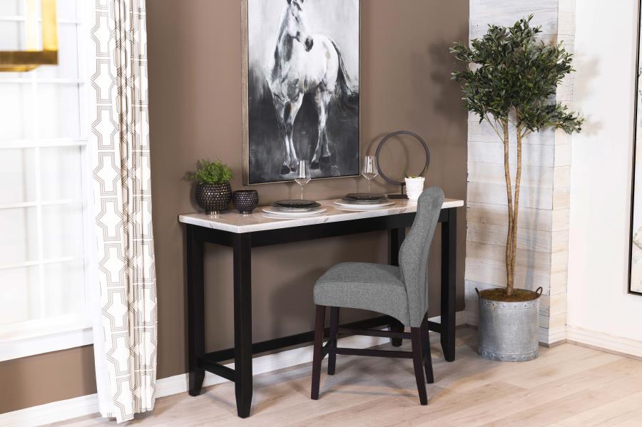 Toby Rectangular Marble Top Counter Height Table Espresso and White - (115528)