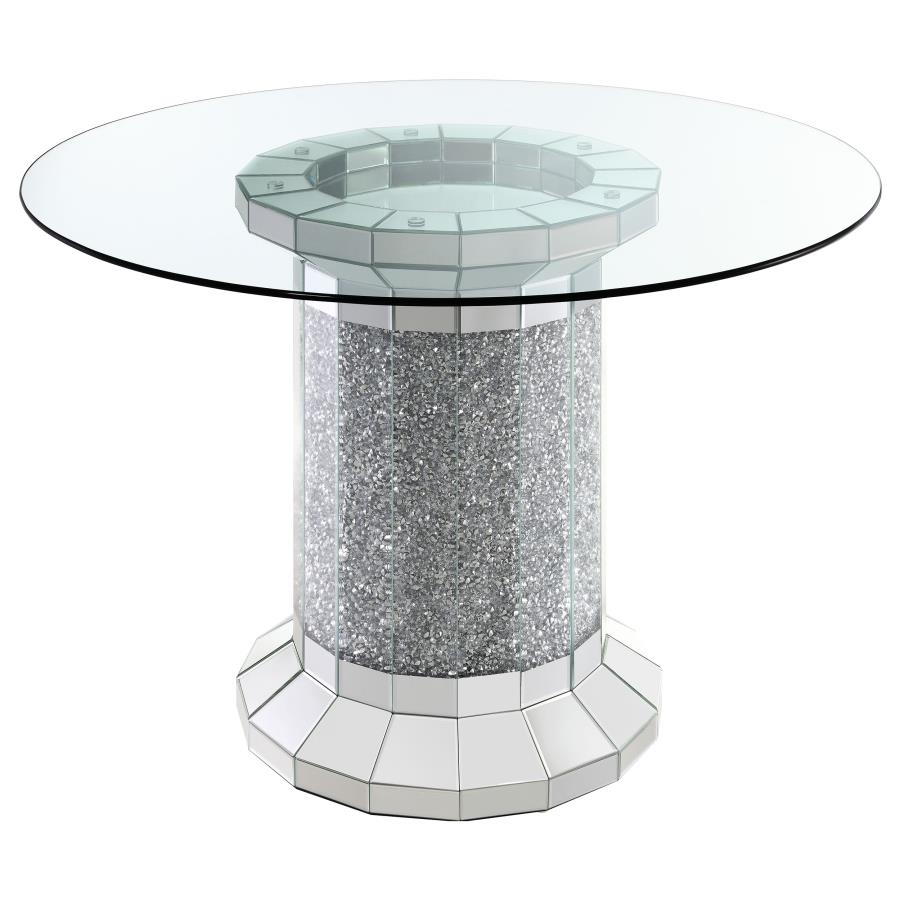 Ellie Pedestal Round Glass Top Counter Height Table Mirror - (115558)