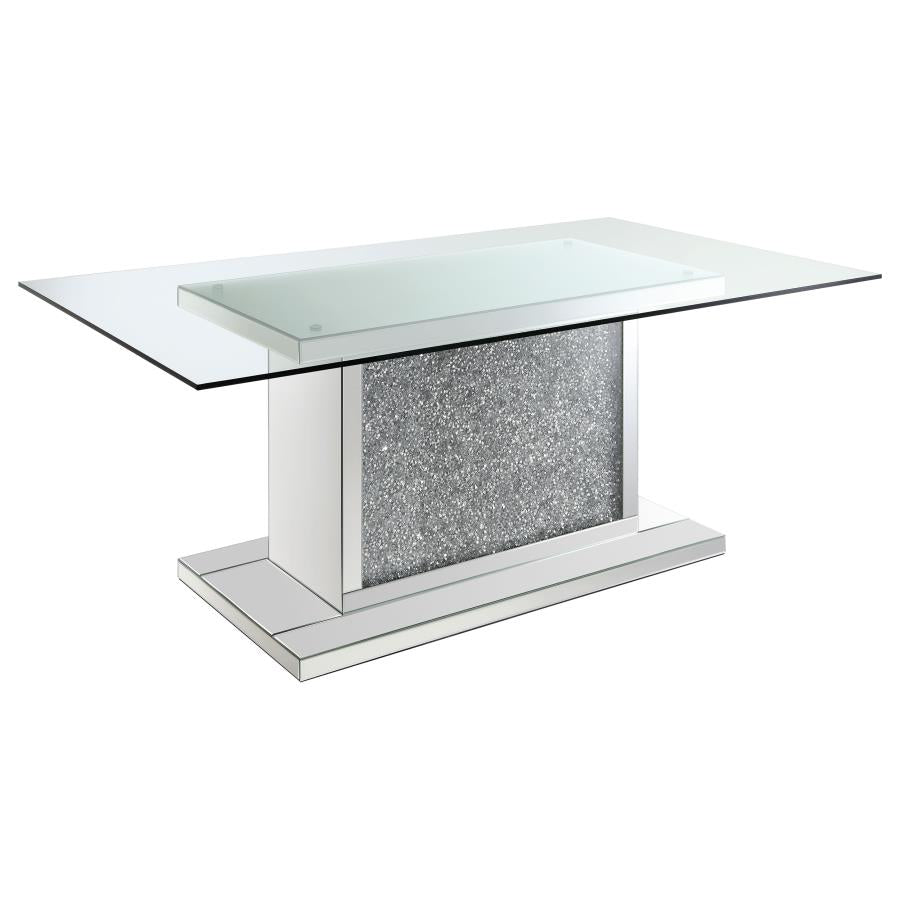 Marilyn Pedestal Rectangle Glass Top Dining Table Mirror - (115571N)
