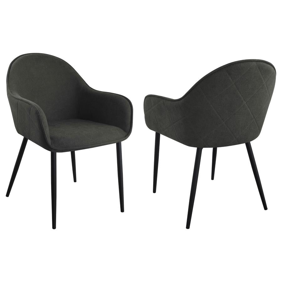 Emma Upholstered Dining Arm Chair Charcoal and Black (set of 2) - (115593)