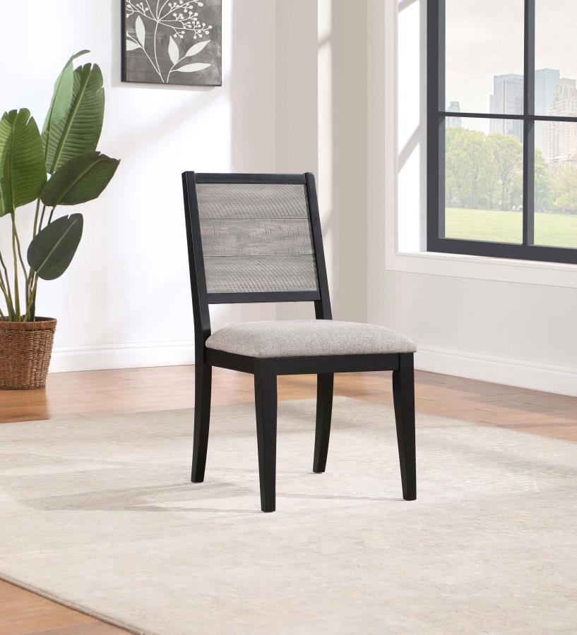 Elodie Upholstered Padded Seat Dining Side Chair Dove Grey and Black (set of 2) - (121222)
