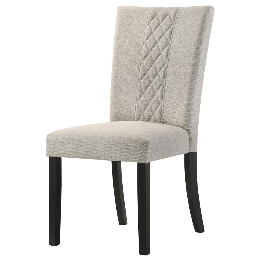 Malia Upholstered Solid Back Dining Side Chair Beige and Black (set of 2) - (122342)