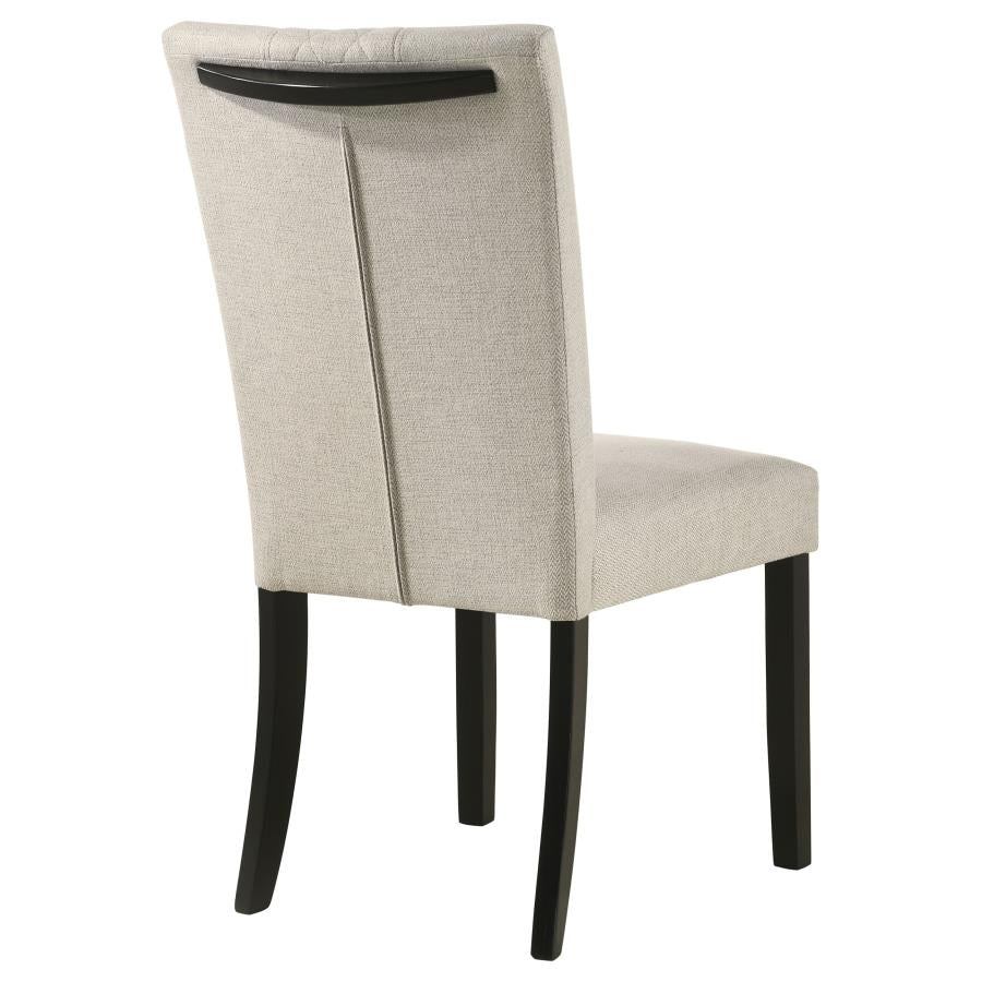 Malia Upholstered Solid Back Dining Side Chair Beige and Black (set of 2) - (122342)