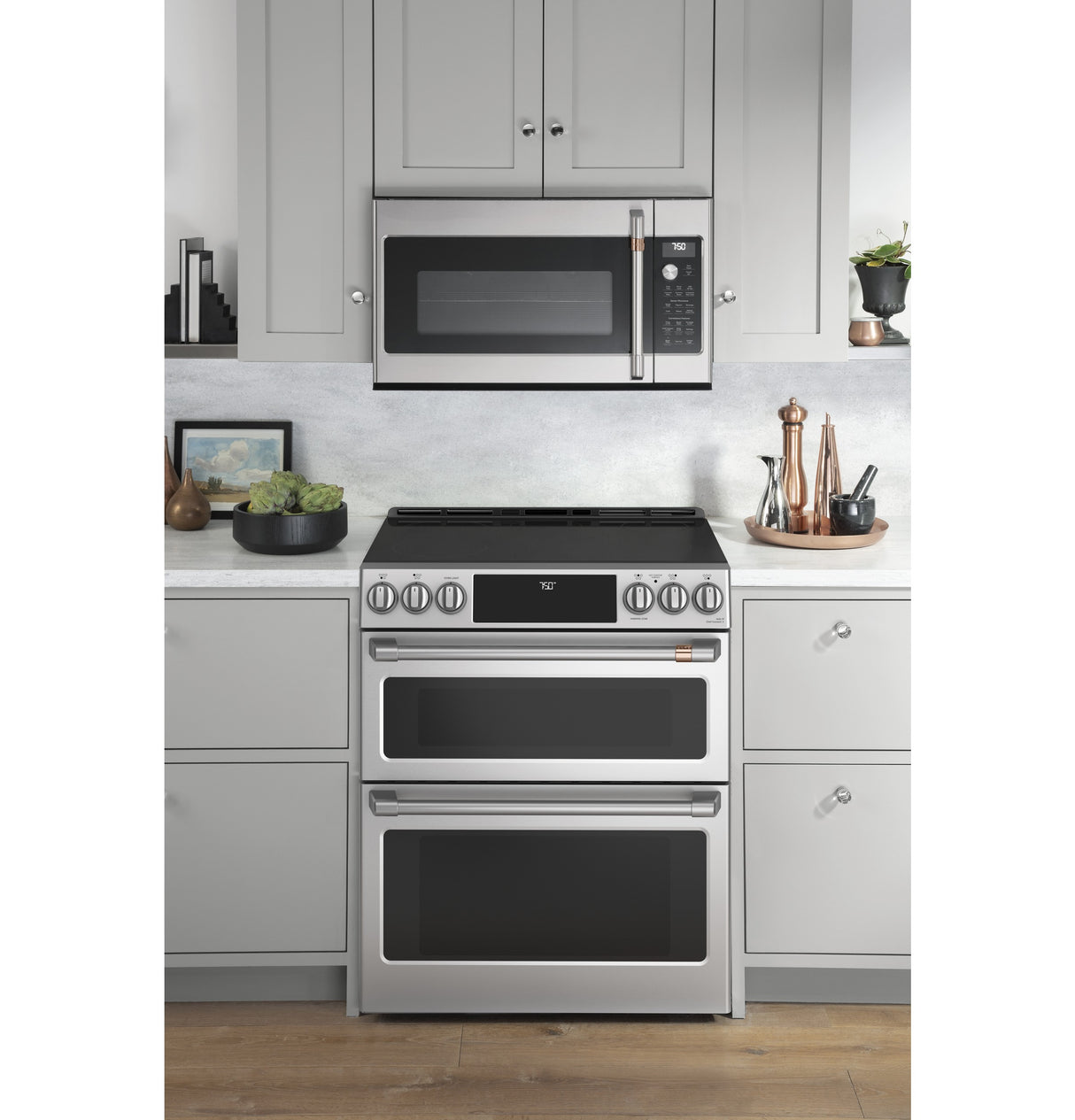 Caf(eback)(TM) 30" Smart Slide-In, Front-Control, Radiant and Convection Double-Oven Range - (CES750P2MS1)
