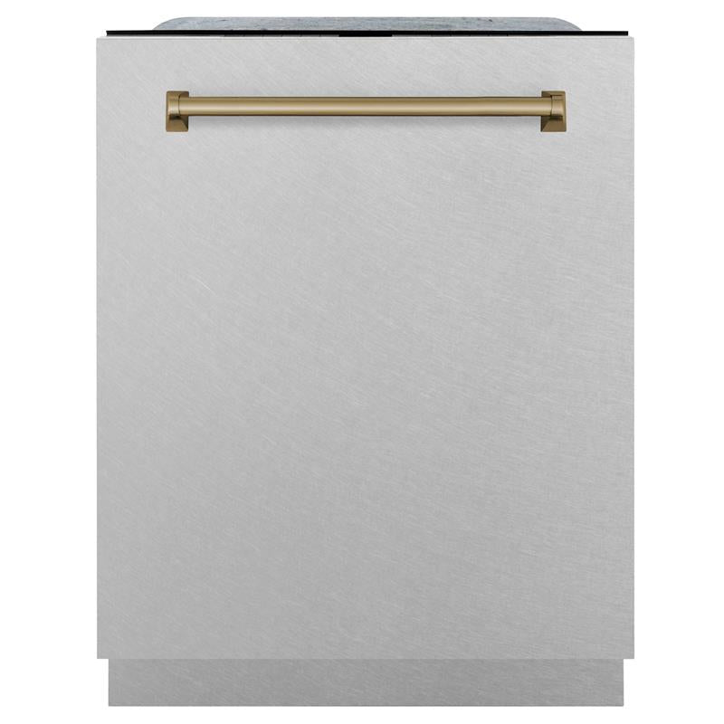 ZLINE Autograph Edition 24" 3rd Rack Top Touch Control Tall Tub Dishwasher in DuraSnow Stainless Steel with Accent Handle, 45dBa (DWMTZ-SN-24) [Color: Champagne Bronze] - (DWMTZSN24CB)
