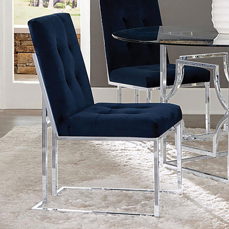 Cisco Upholstered Dining Chairs Ink Blue and Chrome (set of 2) - (192494)