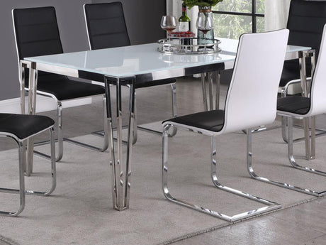 Pauline Rectangular Dining Table With Metal Leg White and Chrome - (193001)