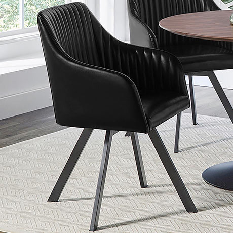 Arika Tufted Sloped Arm Swivel Dining Chair Black and Gunmetal - (193372BLK)