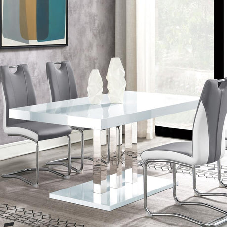Brooklyn Rectangular Dining Table White High Gloss and Chrome - (193811)