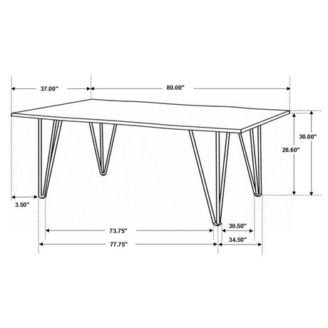 Neve Live-edge Dining Table With Hairpin Legs Sheesham Grey and Gunmetal - (193861)