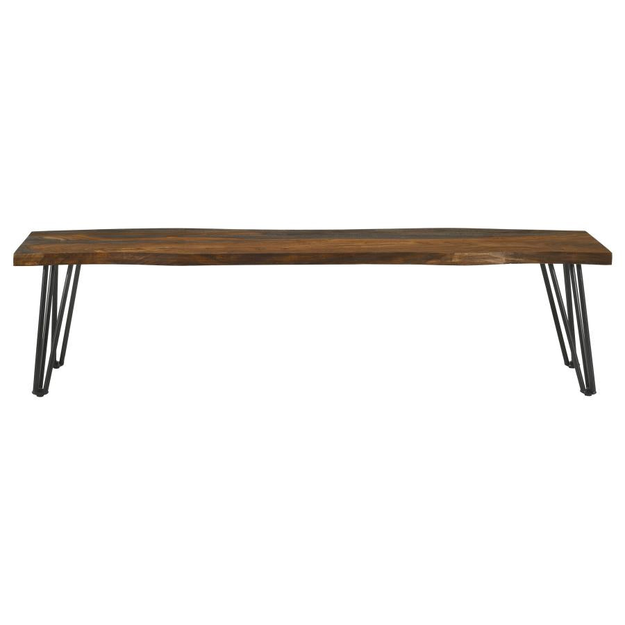 Neve Live-edge Dining Bench With Hairpin Legs Sheesham Grey and Gunmetal - (193863)