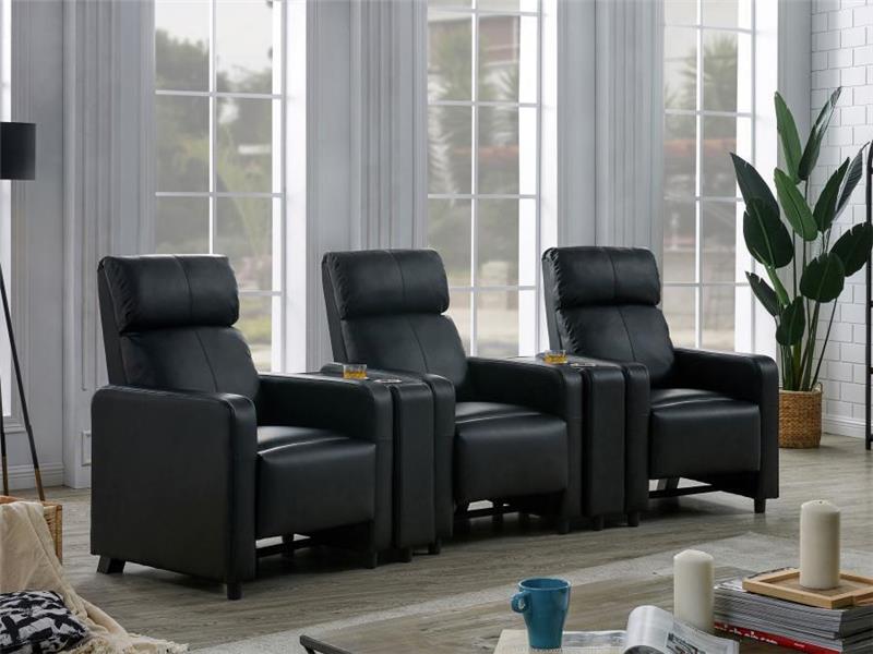 Toohey Upholstered Tufted Recliner Living Room Set Black - (600181S3A)