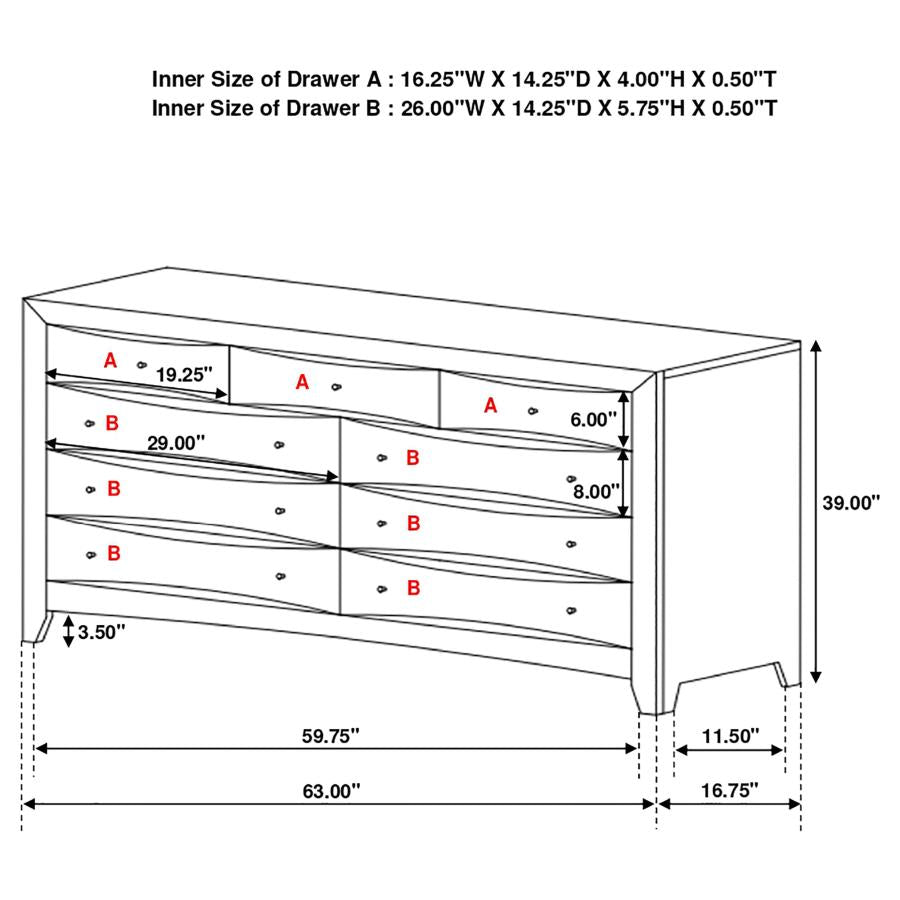 Phoenix 9-drawer Dresser Deep Cappuccino - (200413)