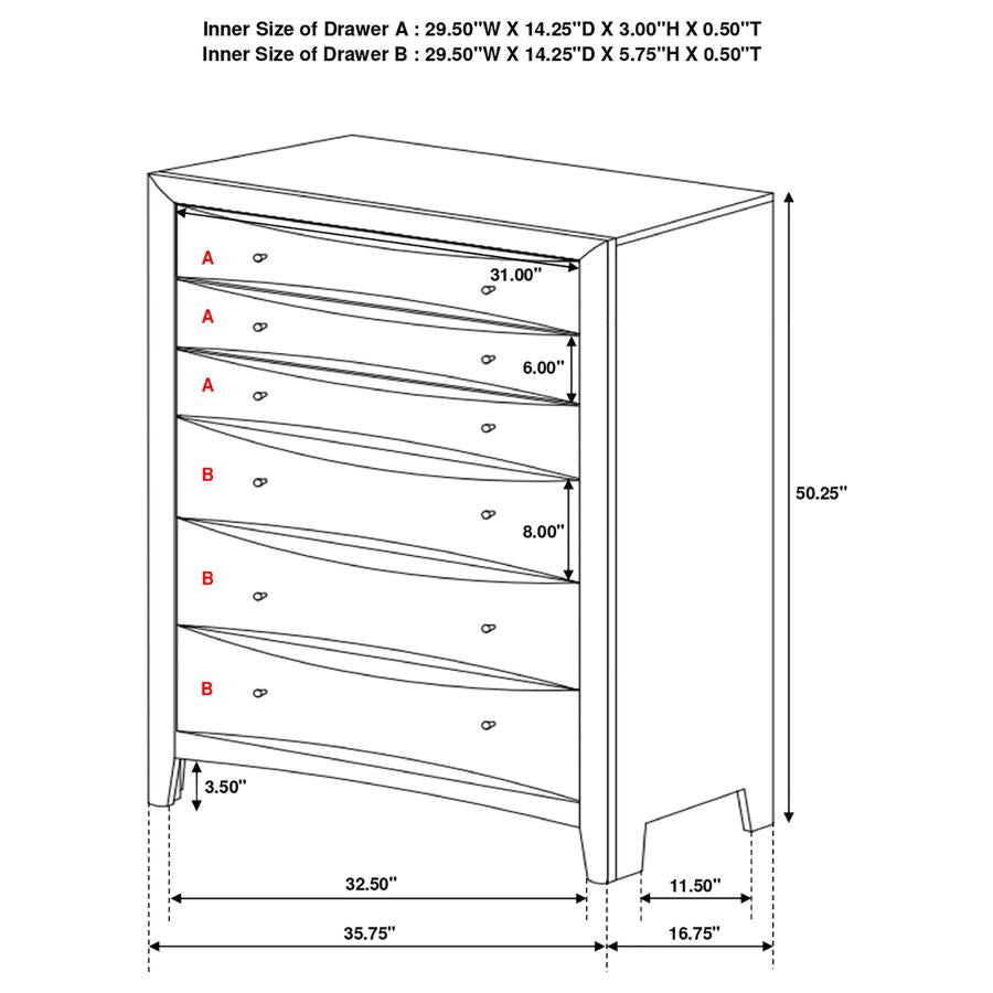 Phoenix 6-drawer Chest Deep Cappuccino - (200415)