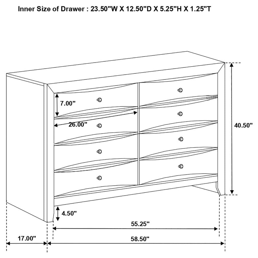 Briana Black Eight-drawer Dresser - (200703)