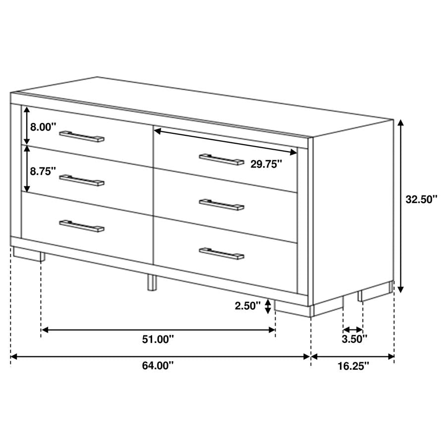 Jessica 6-drawer Dresser Cappuccino - (200713)