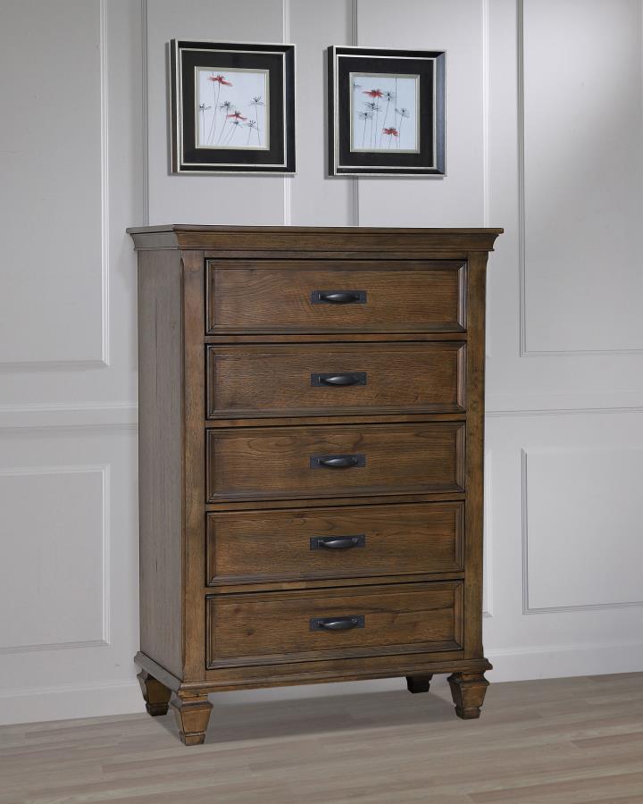 Franco 5-drawer Chest Burnished Oak - (200975)