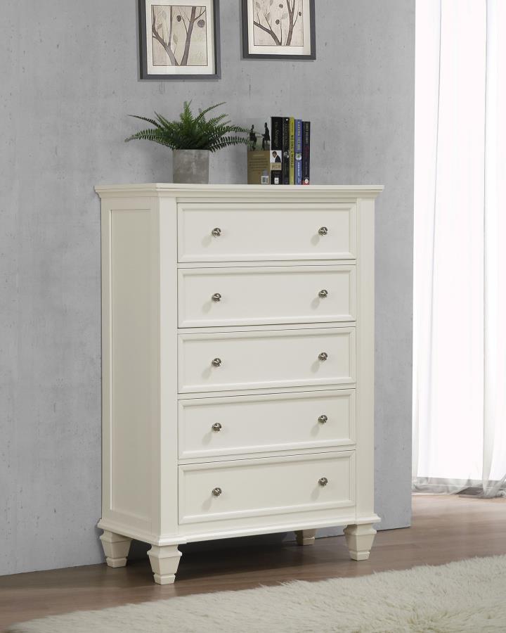 Sandy Beach 5-drawer Rectangular Chest Cream White - (201305)