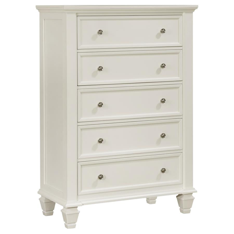 Sandy Beach 5-drawer Rectangular Chest Cream White - (201305)