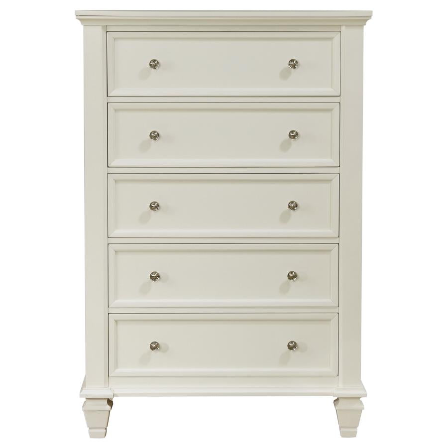 Sandy Beach 5-drawer Rectangular Chest Cream White - (201305)