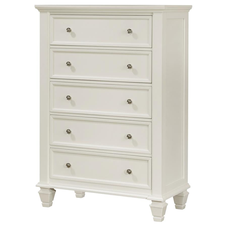 Sandy Beach 5-drawer Rectangular Chest Cream White - (201305)