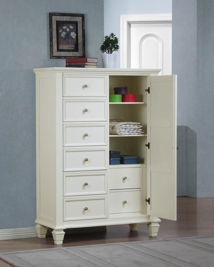 Sandy Beach 8-drawer Door Chest Storage Cream White - (201308)