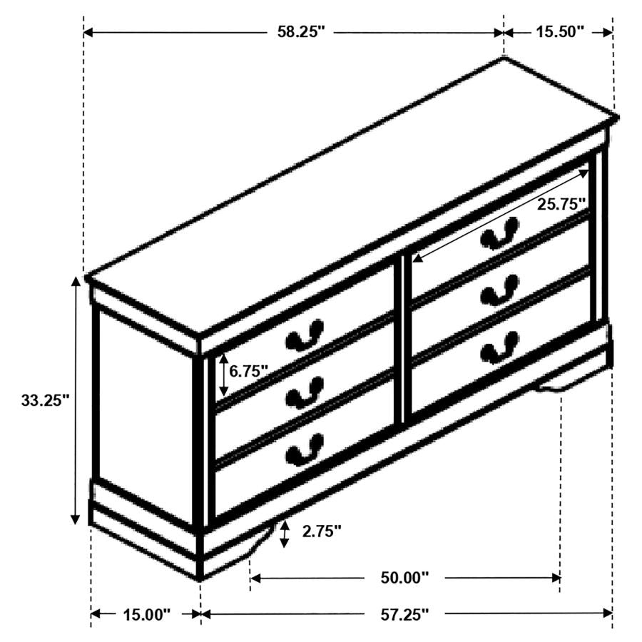 Louis Philippe 6-drawer Dresser Cappuccino - (202413)