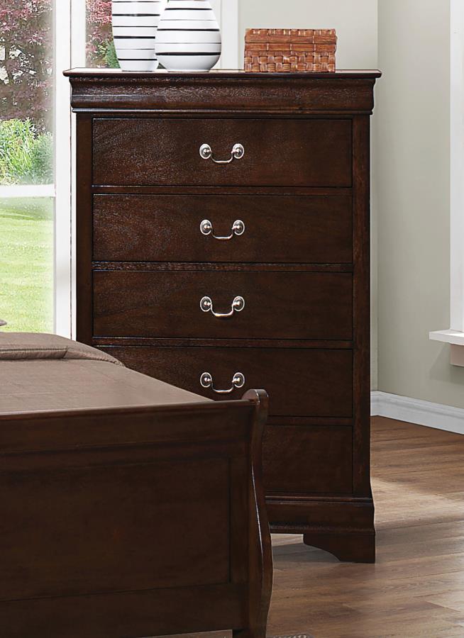 Louis Philippe 5-drawer Chest With Silver Bails Cappuccino - (202415)