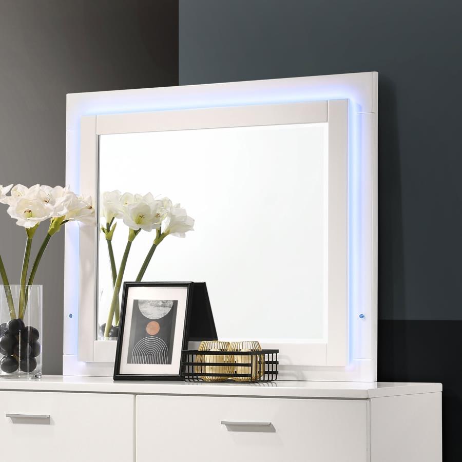 Felicity Dresser Mirror Glossy White With LED Light - (203504LED)