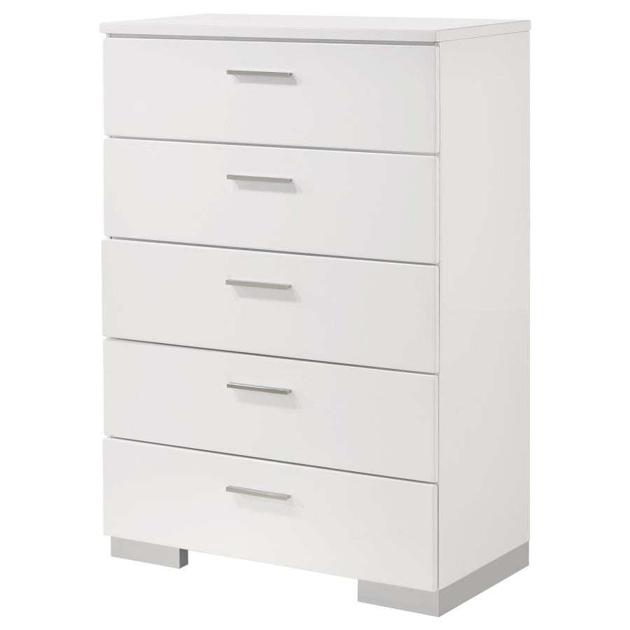 Felicity 5-drawer Chest Glossy White - (203505)