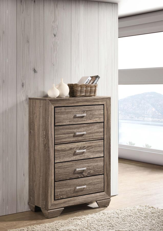 Kauffman 5-drawer Chest Washed Taupe - (204195)