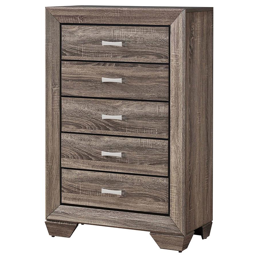 Kauffman 5-drawer Chest Washed Taupe - (204195)