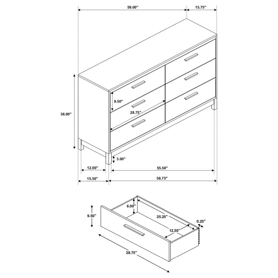 Edmonton 6-drawer Dresser Rustic Tobacco - (204353)