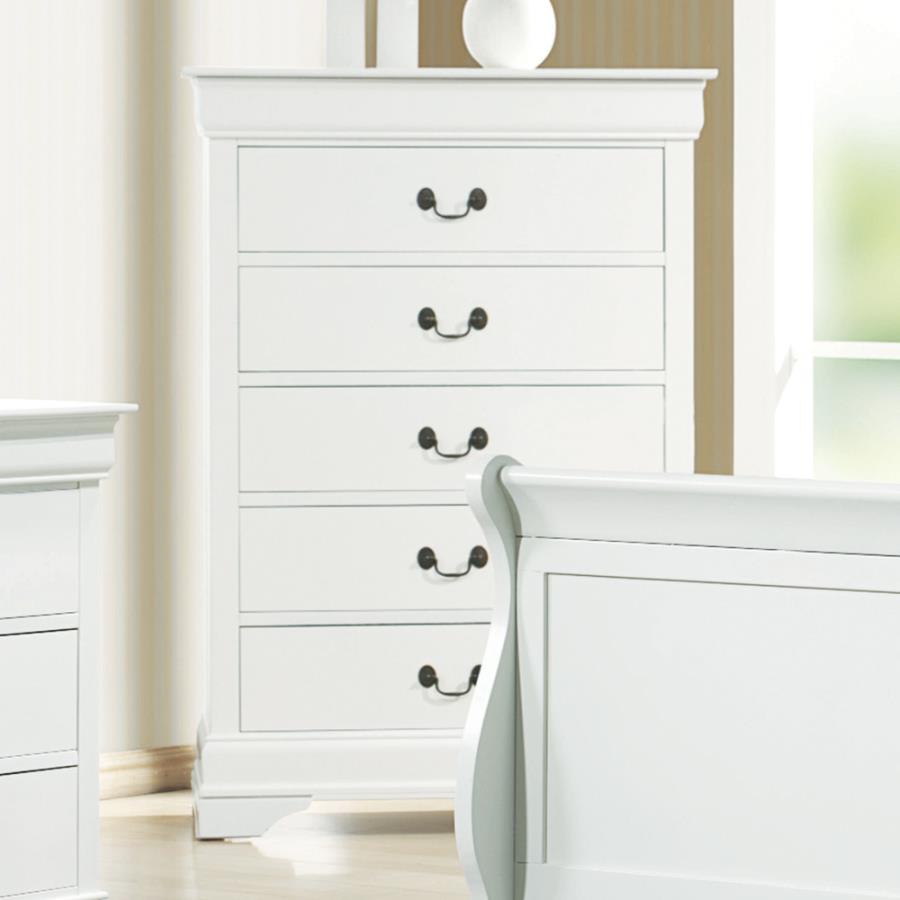 Louis Philippe 5-drawer Chest White - (204695)