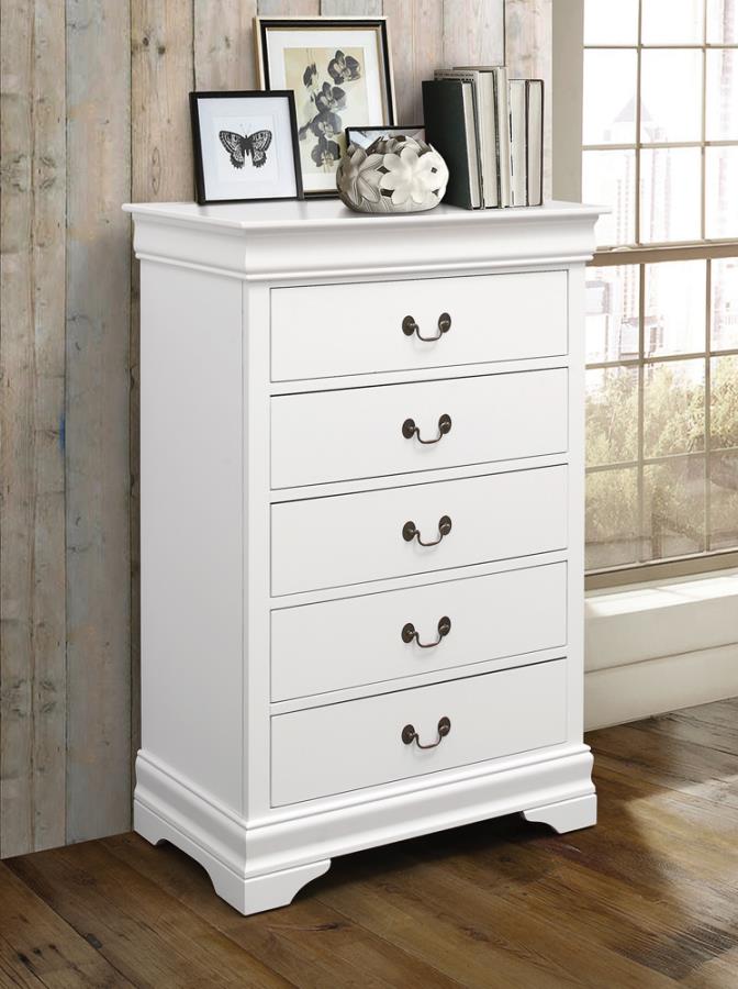 Louis Philippe 5-drawer Chest White - (204695)