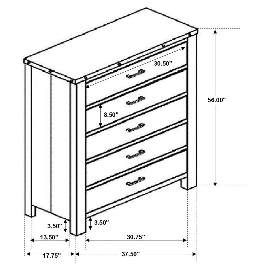 Sembene 5-drawer Chest Antique Multi-color - (205095)