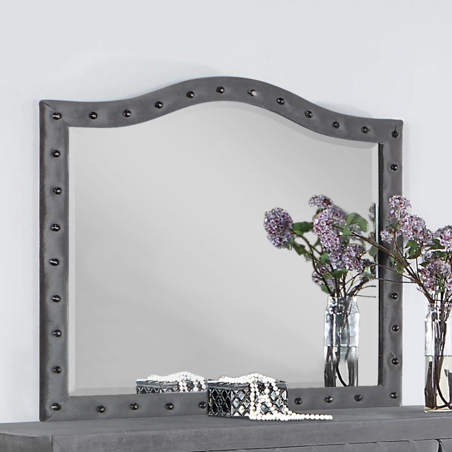 Deanna Button Tufted Dresser Mirror Grey - (205104)