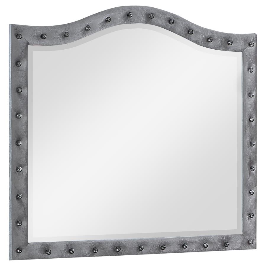 Deanna Button Tufted Dresser Mirror Grey - (205104)