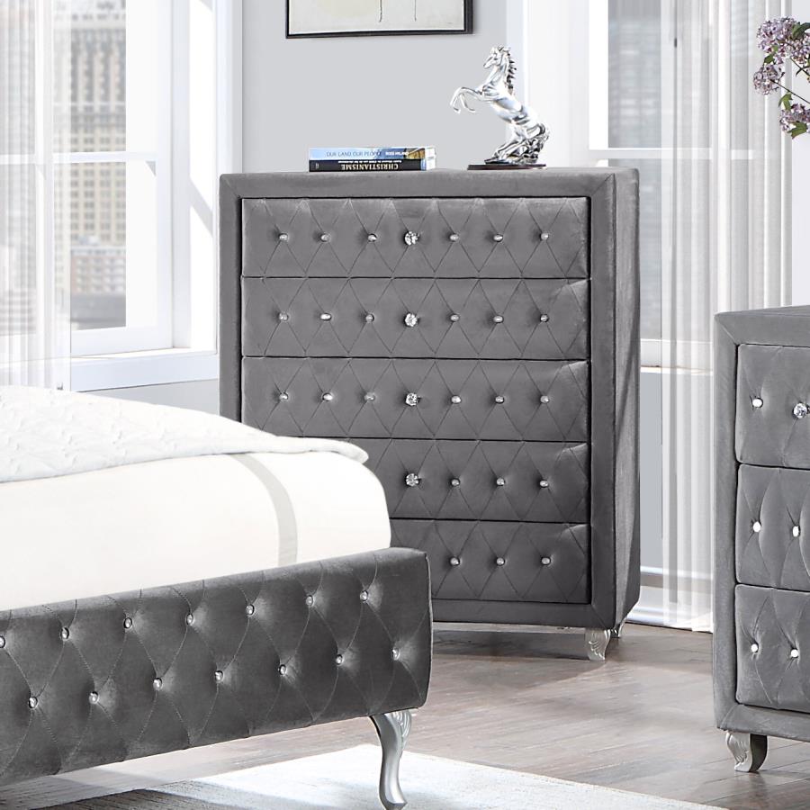 Deanna 5-drawer Rectangular Chest Grey - (205105)