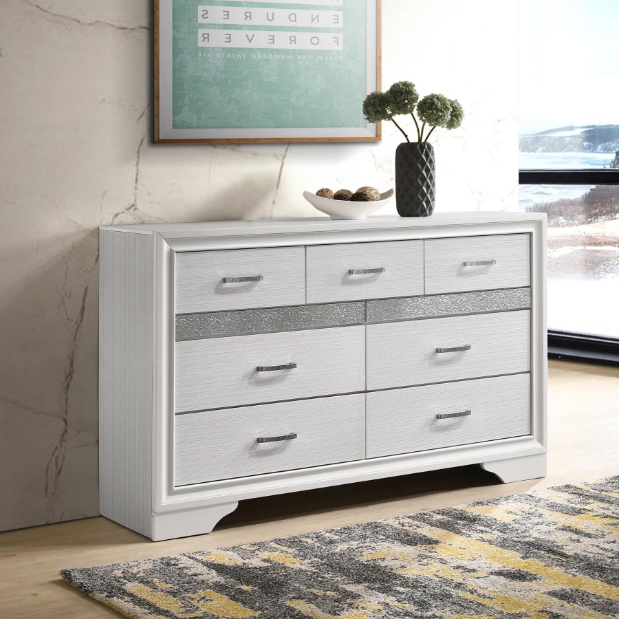 Miranda 7-drawer Dresser White and Rhinestone - (205113)