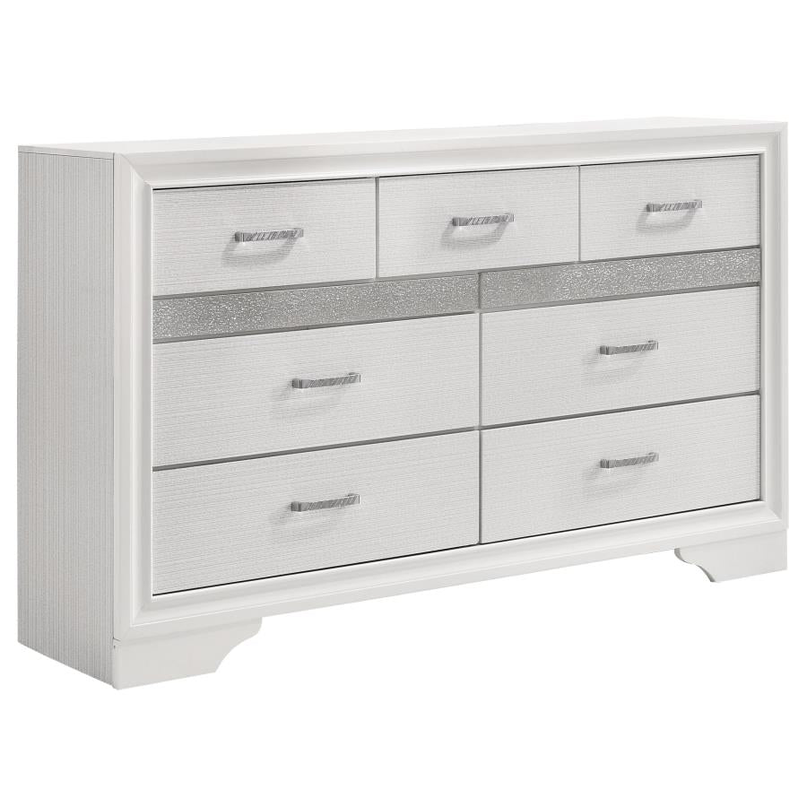 Miranda 7-drawer Dresser White and Rhinestone - (205113)