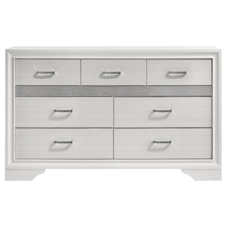 Miranda 7-drawer Dresser White and Rhinestone - (205113)