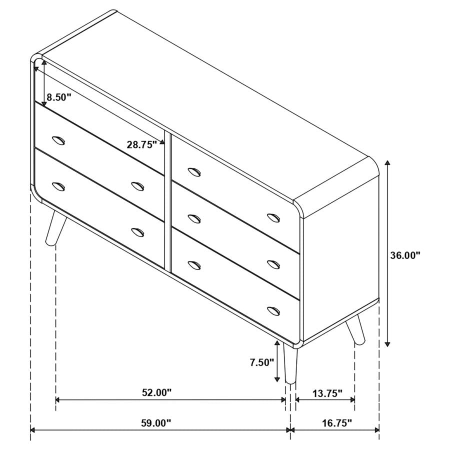 Robyn 6-drawer Dresser Dark Walnut - (205133)