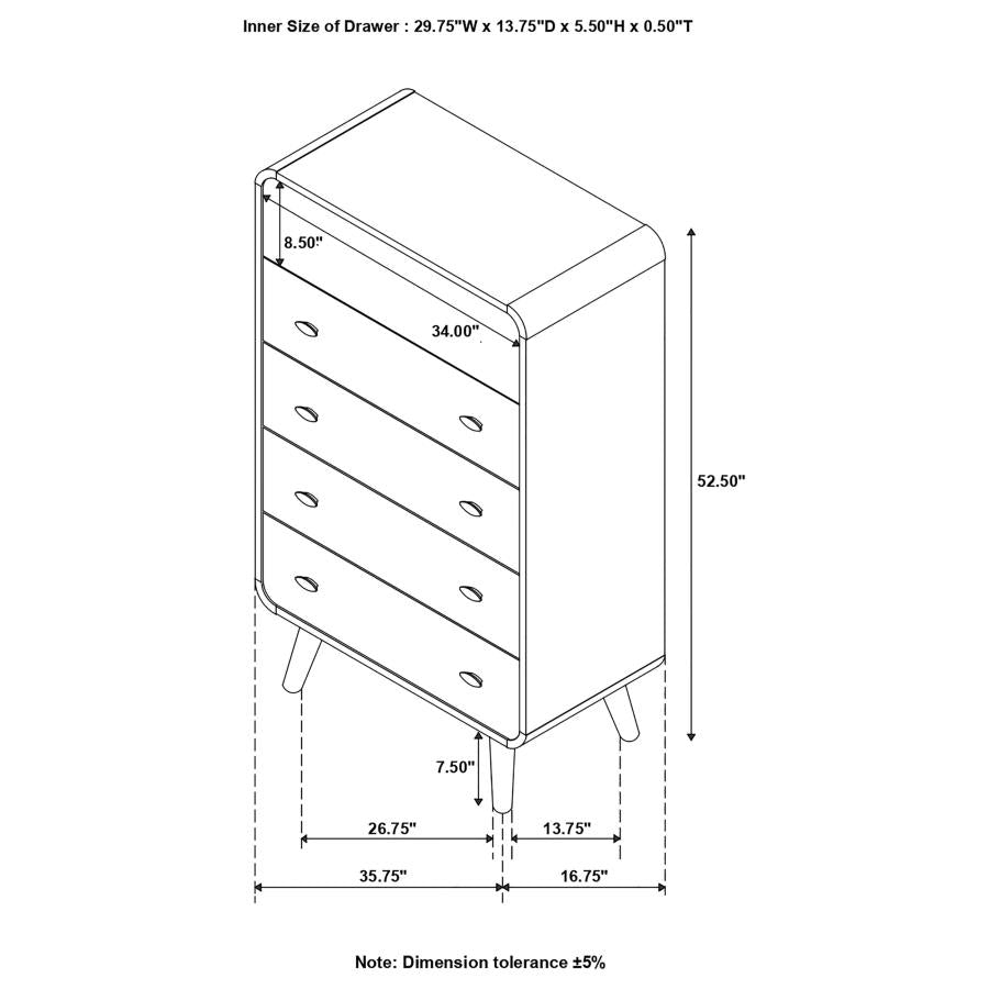 Robyn 5-drawer Chest Dark Walnut - (205135)