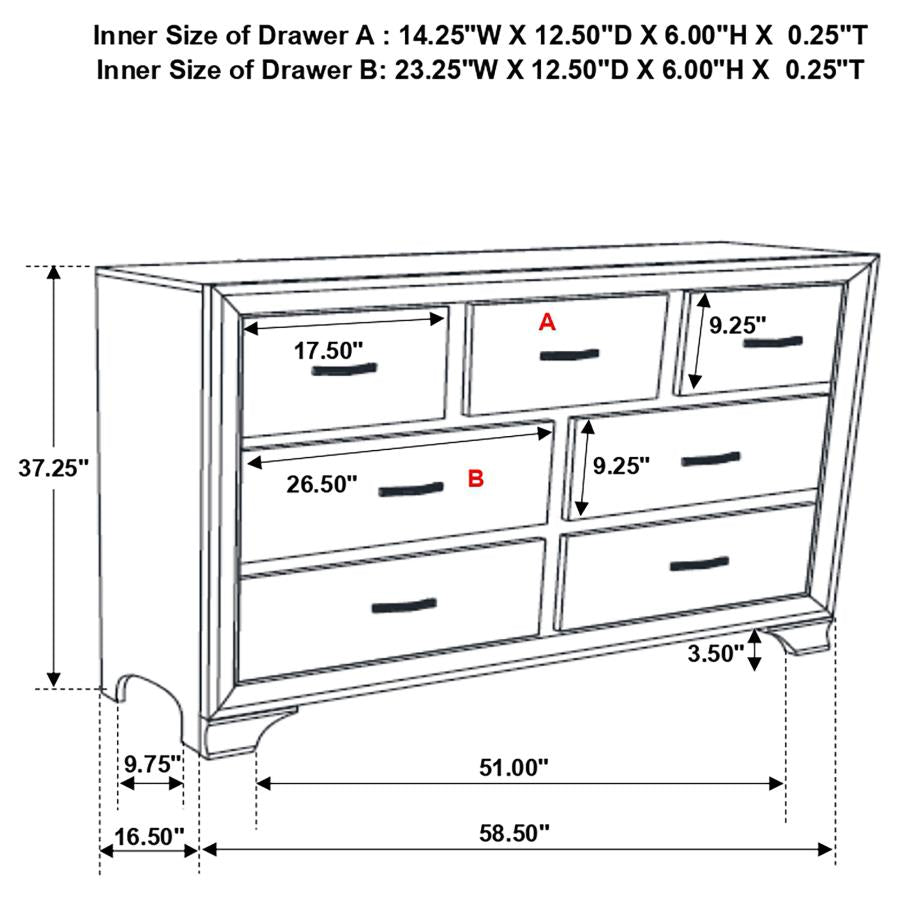 Beaumont 7-drawer Rectangular Dresser Champagne - (205293)