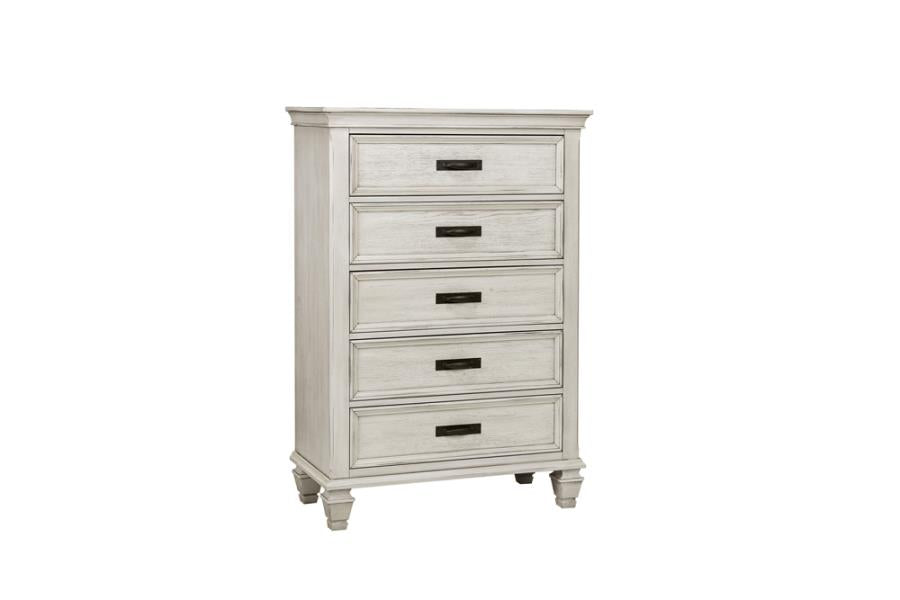 Franco 5-drawer Chest Antique White - (205335)